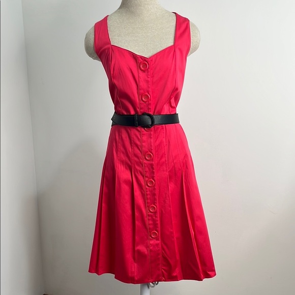 Spense Womens Rockabilly Dress Size 10 Bright Pink Square Sweetheart Neck - Flaw - Picture 5 of 16